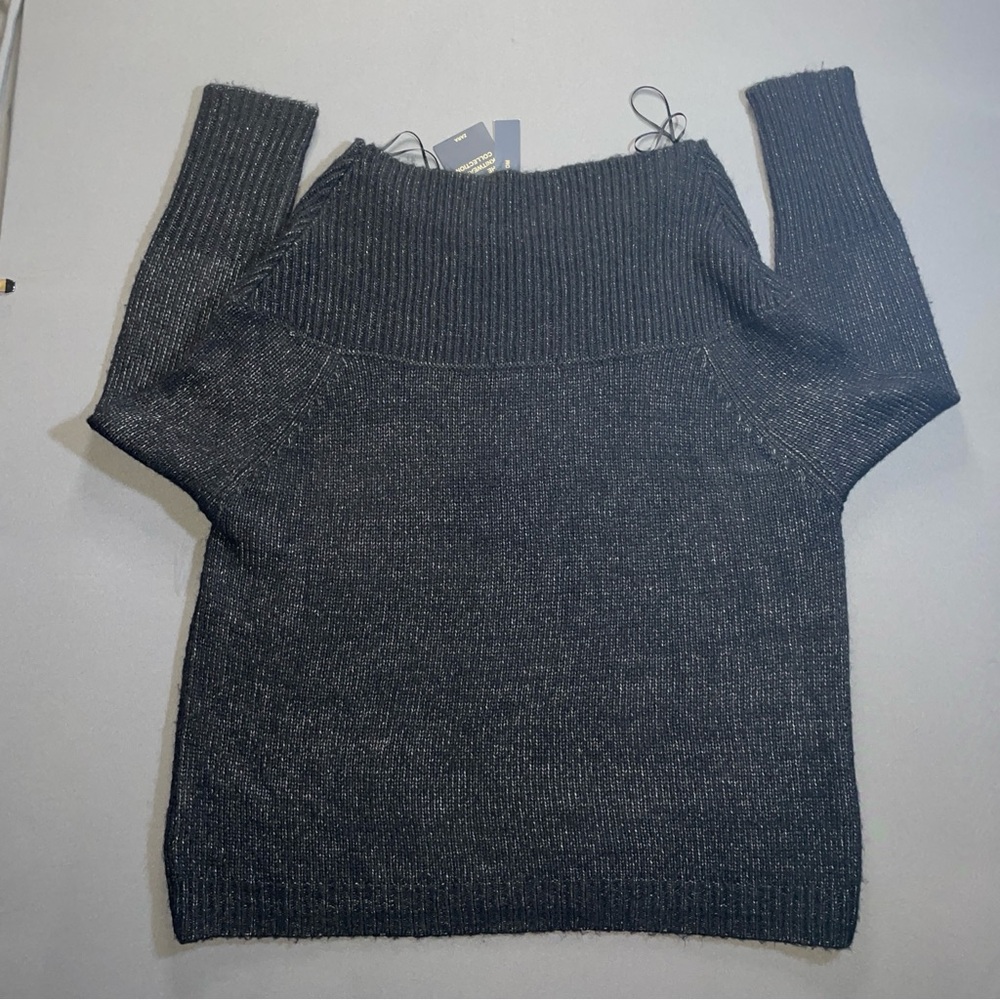 Zara Charcoal Off-the-Shoulder Sweater - Picture 6 of 11